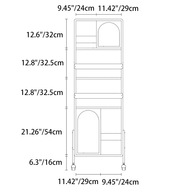 Contemporary Nordic Rectangular Cherry Wood Glass Acrylic Solid Wood Plywood Stainless Steel Full-Length Mirror Bookshelf 4-Tier For Bedroom
