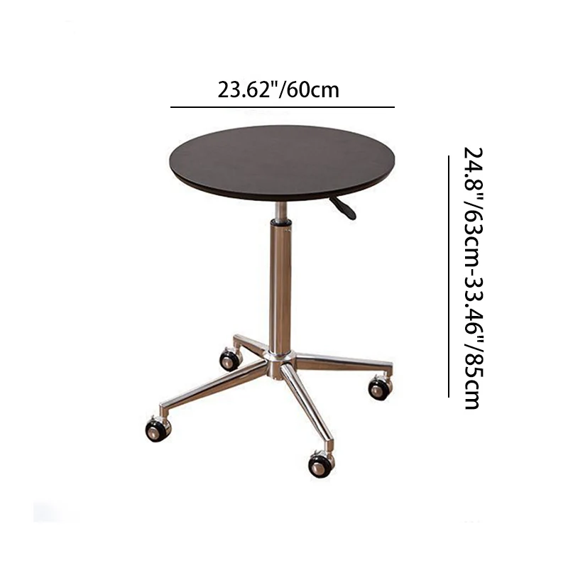 Modern Minimalist Round Medium-Density Fiberboard Carbon Steel Height-Adjustable Movable Side Table For Living Room