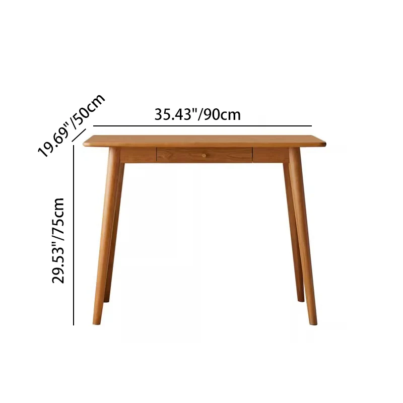 Contemporary Nordic Rectangular Cherry Wood Solid Wood Plywood Desks 1/2-Drawers For Home Office