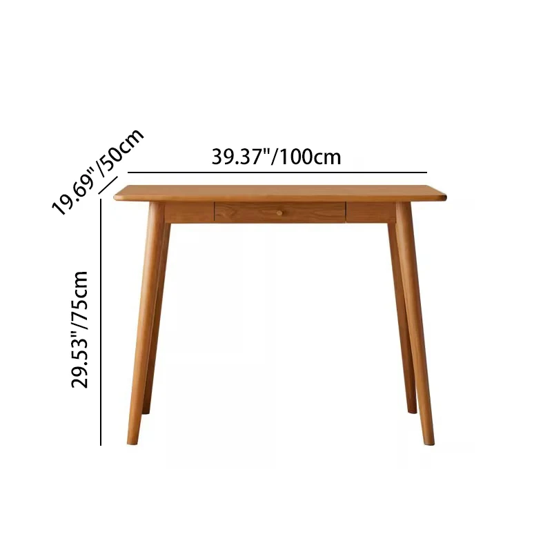 Contemporary Nordic Rectangular Cherry Wood Solid Wood Plywood Desks 1/2-Drawers For Home Office
