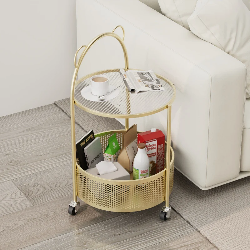 Modern Minimalist Cylindrical Carbon Steel Glass Side Table 1-Tier For Living Room