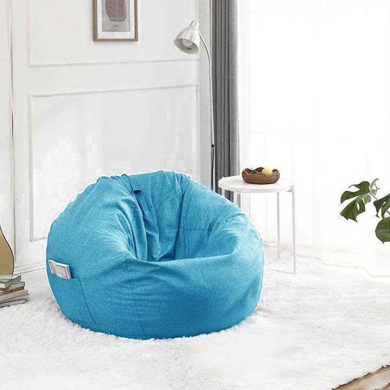 Modern Minimalist Round Cotton Linen EPS Lazy Sofa Backrest Footrest for Living Room
