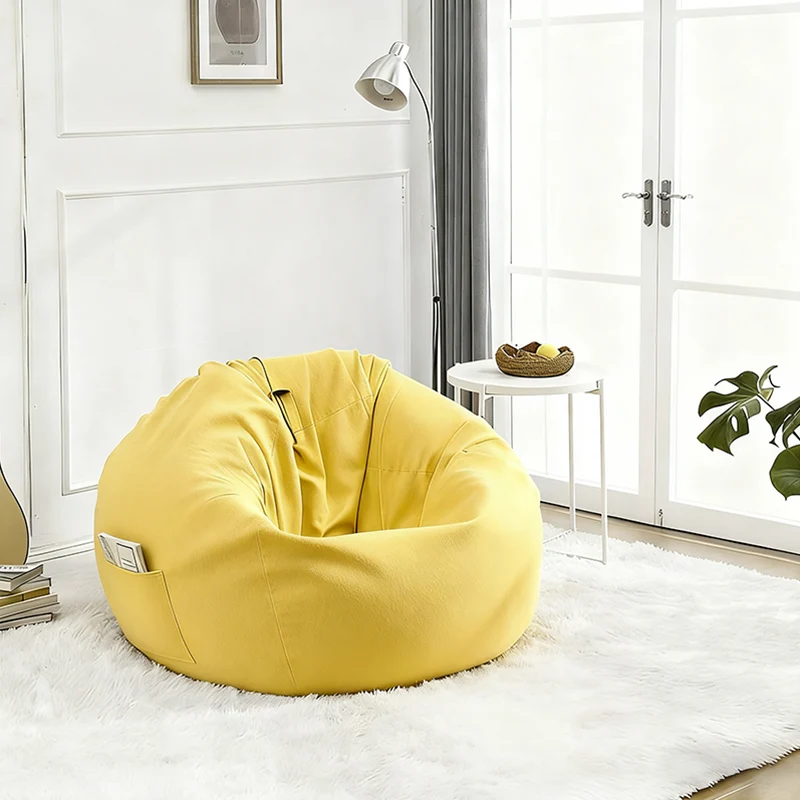 Modern Minimalist Round Cotton Linen EPS Lazy Sofa Backrest Footrest for Living Room