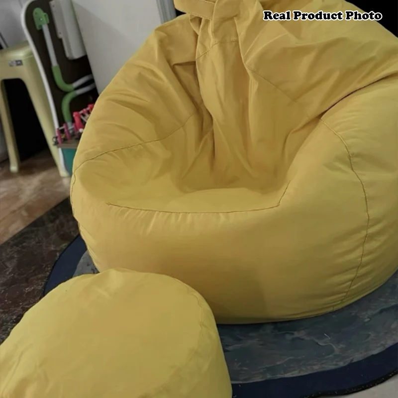 Modern Minimalist Round Cotton Linen EPS Lazy Sofa Backrest Footrest for Living Room