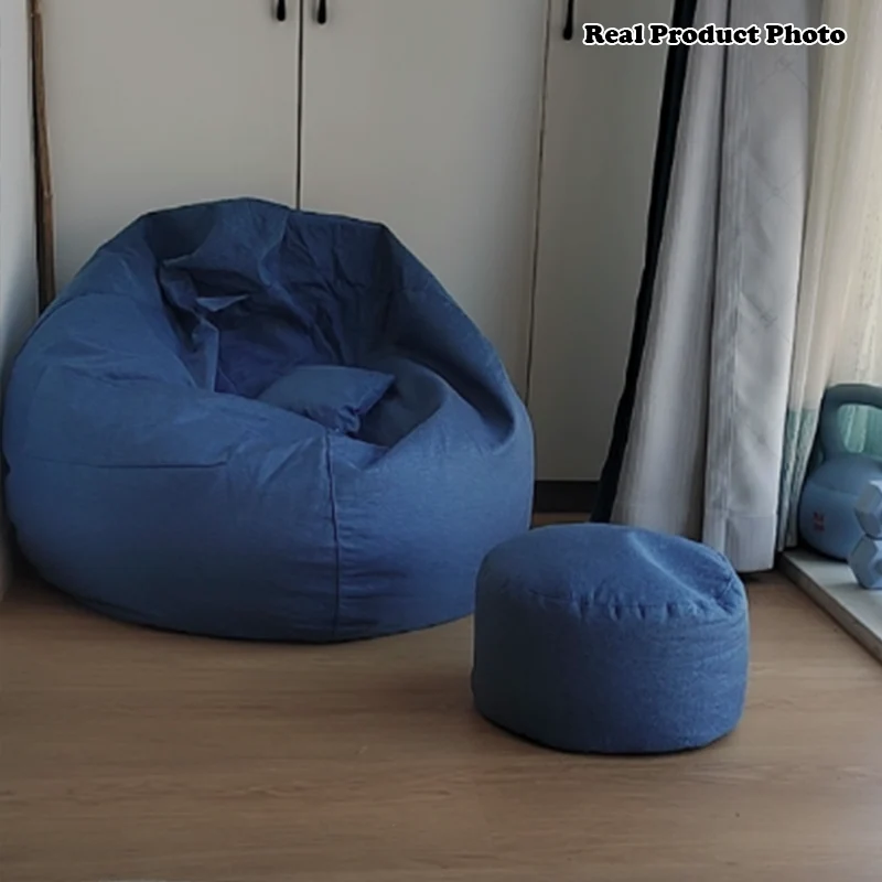 Modern Minimalist Round Cotton Linen EPS Lazy Sofa Backrest Footrest for Living Room