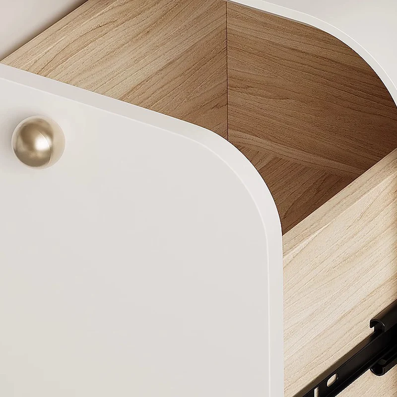 Modern Minimalist Square Acrylic Pine Wood Plywood Nightstand 1-Drawer For Bedroom