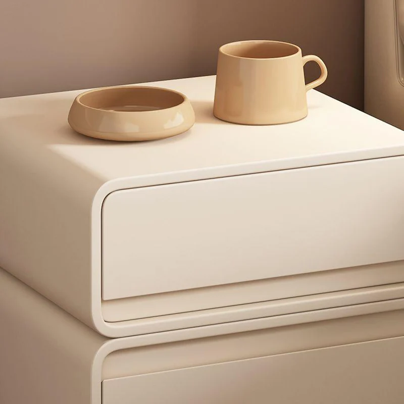 Modern Minimalist Square Finger-Jointed Pine Wood MDF Microfiber Leather Nightstand 2-Drawer For Bedroom