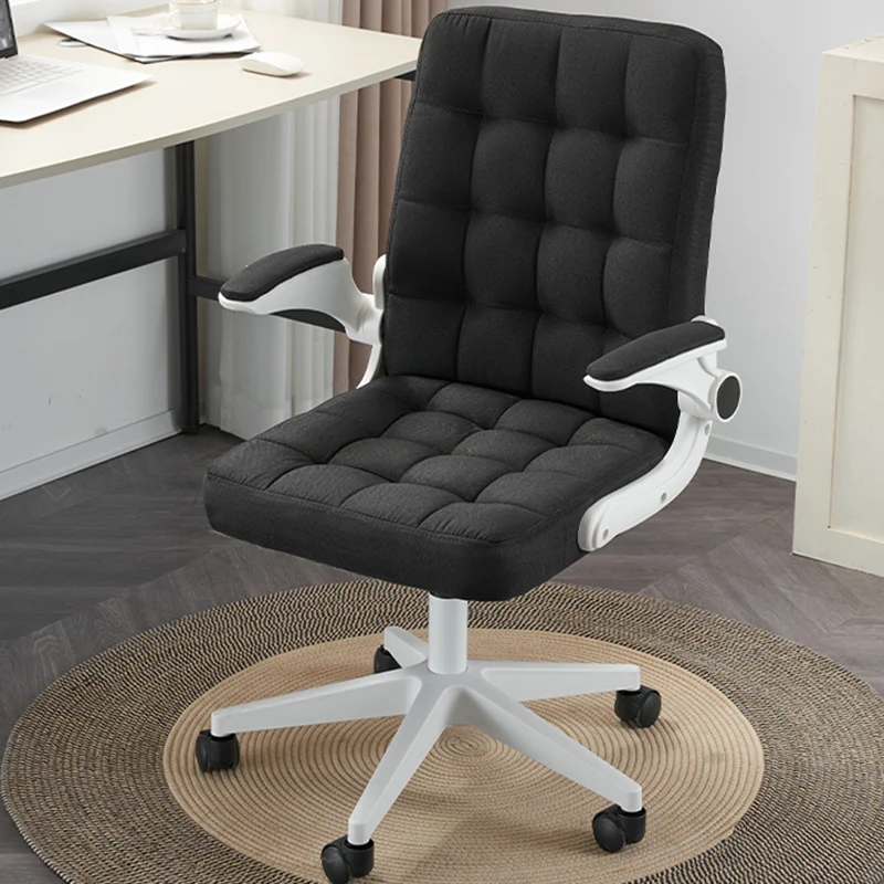Modern Minimalist Linen MDF Plastic Metal Mid-Back Swivel Height Adjustable Desk Chair Backrest Armrest For Home Office