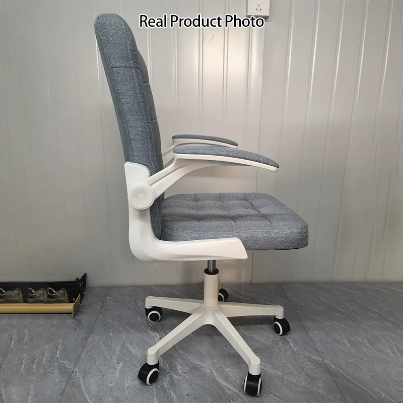 Modern Minimalist Linen MDF Plastic Metal Mid-Back Swivel Height Adjustable Desk Chair Backrest Armrest For Home Office