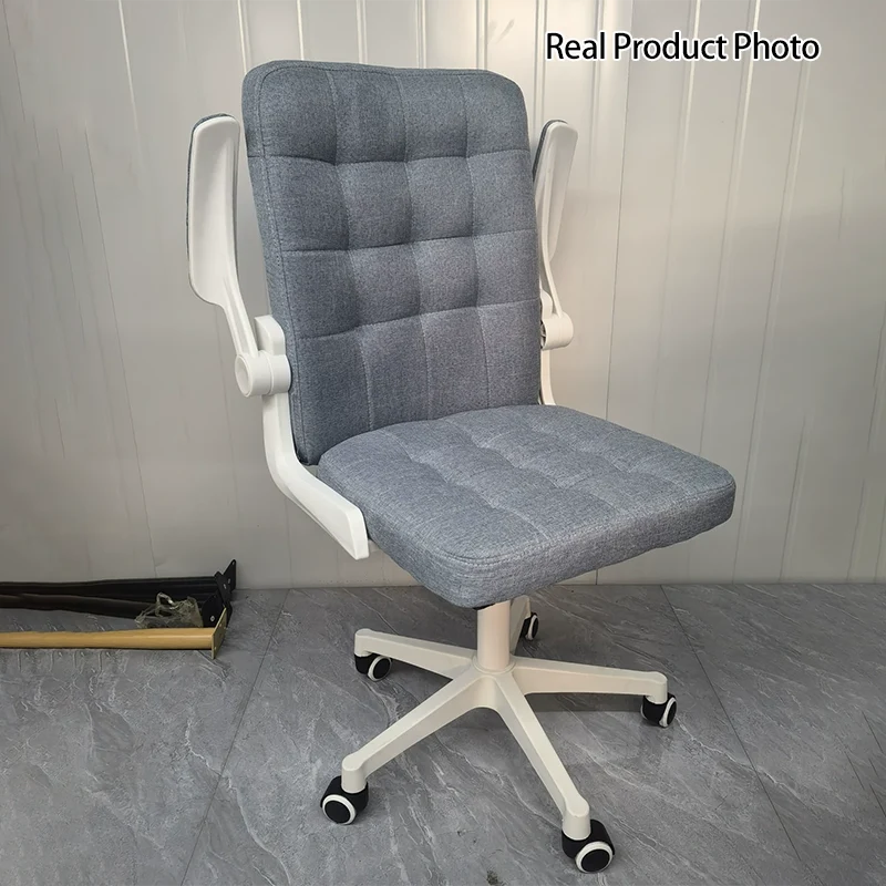 Modern Minimalist Linen MDF Plastic Metal Mid-Back Swivel Height Adjustable Desk Chair Backrest Armrest For Home Office