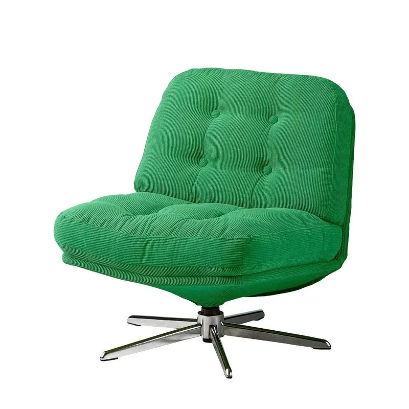 Contemporary Scandinavian Square Corduroy Carbon Steel Backrest 360° Rotation Accent Chair For Living Room