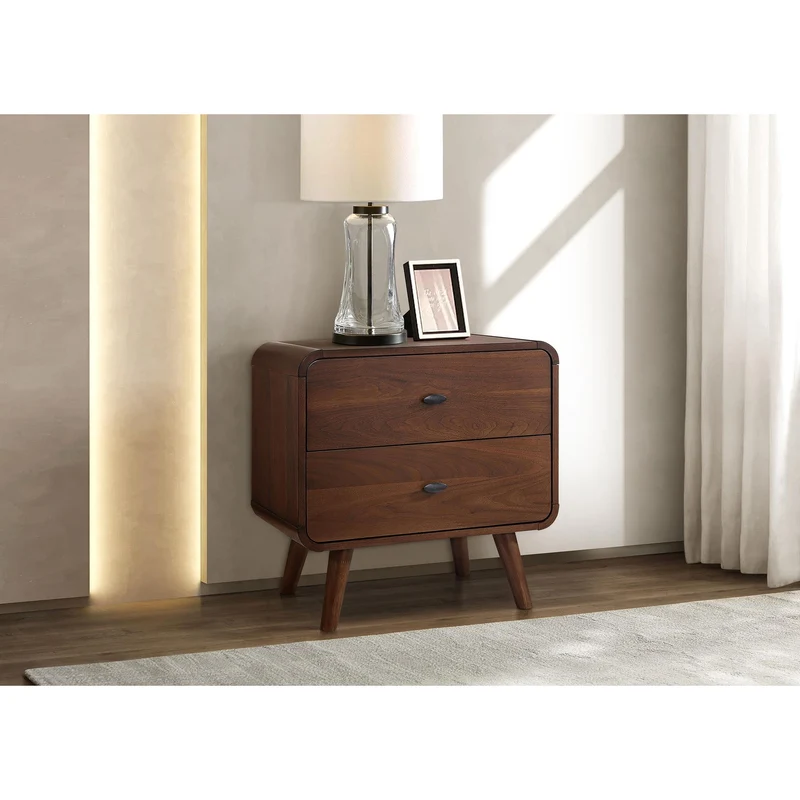 Coaster Furniture Robyn 205132 2-Drawer Nightstand Bedside Table - Dark Walnut