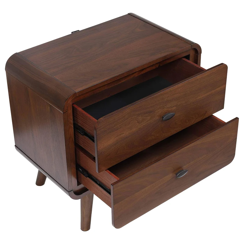 Coaster Furniture Robyn 205132 2-Drawer Nightstand Bedside Table - Dark Walnut
