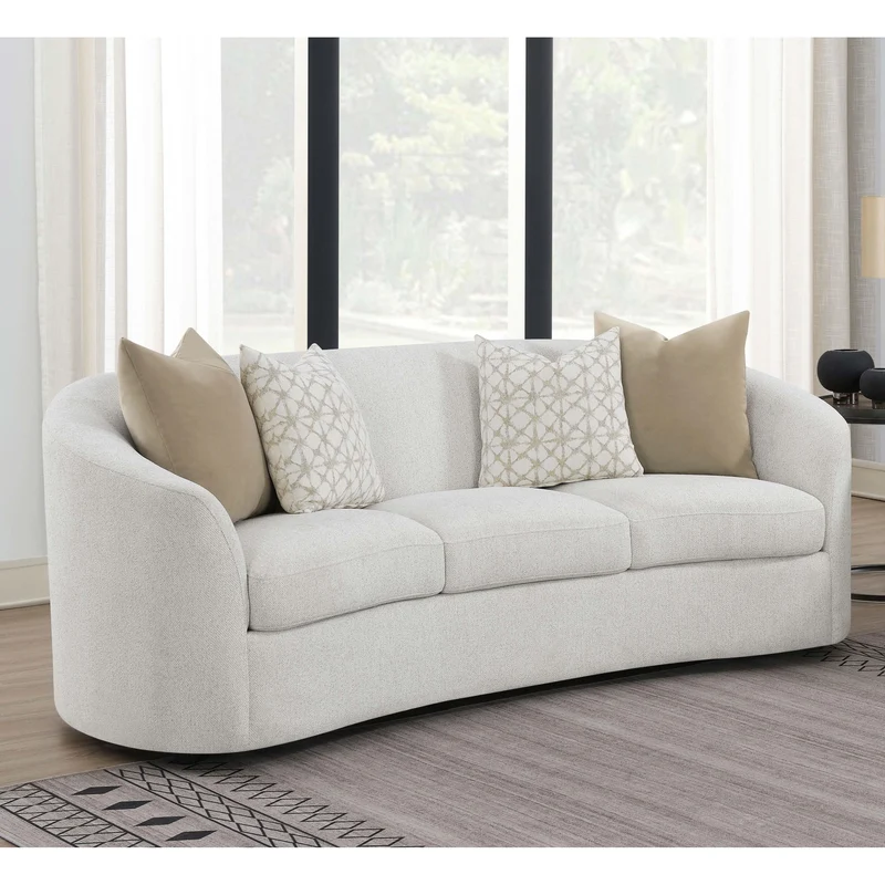 Coaster Furniture Rainn 509171 Boucle Upholstered Sloped Arm Sofa - Latte