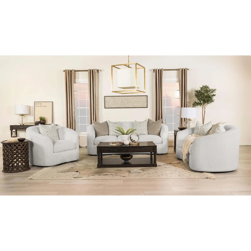 Coaster Furniture Rainn 509171 Boucle Upholstered Sloped Arm Sofa - Latte