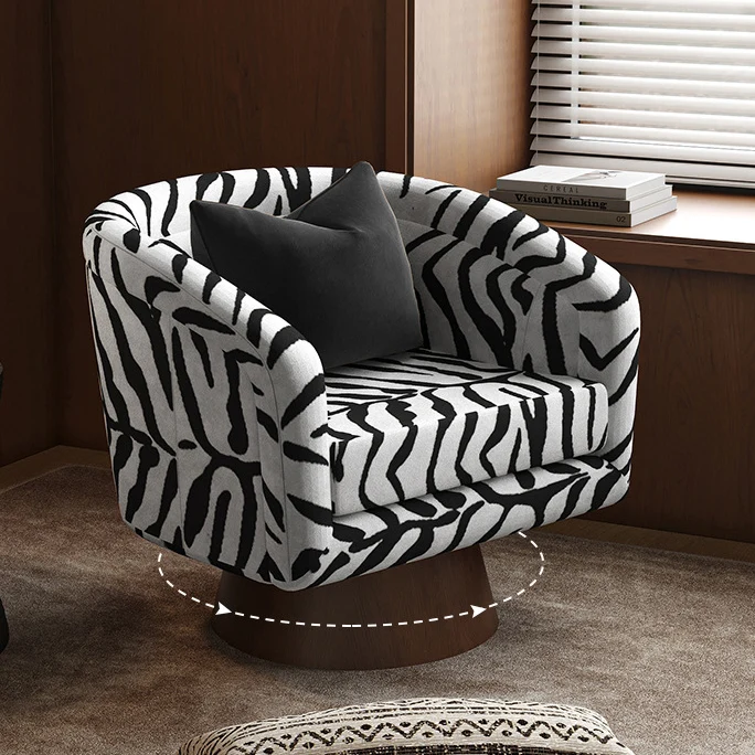 Modern Minimalist Square Faux Velvet Pine Wood 360° Rotation Backrest Armrest Accent Chair For Living Room