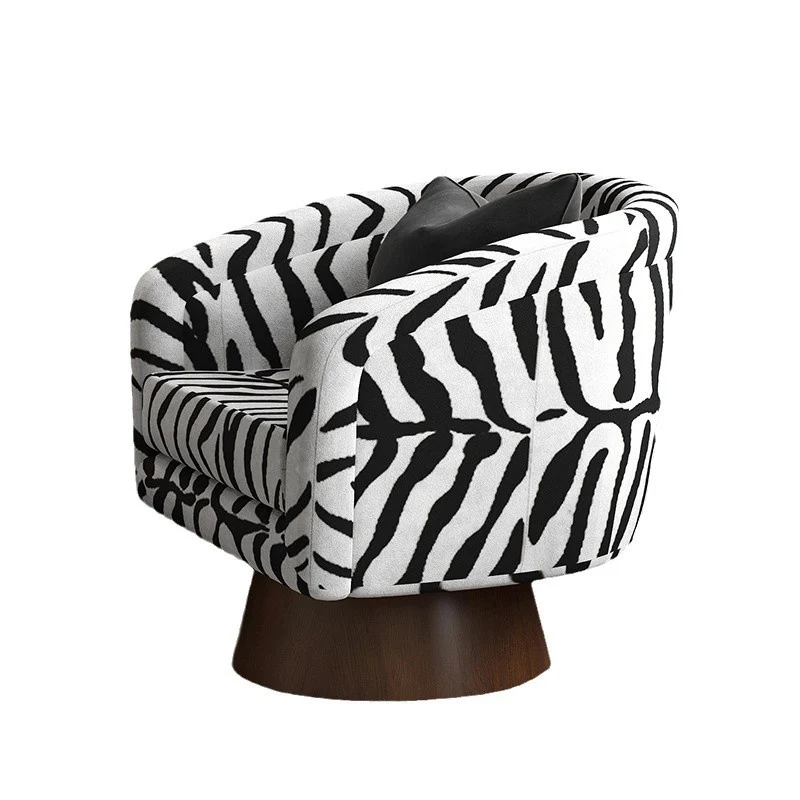 Modern Minimalist Square Faux Velvet Pine Wood 360° Rotation Backrest Armrest Accent Chair For Living Room