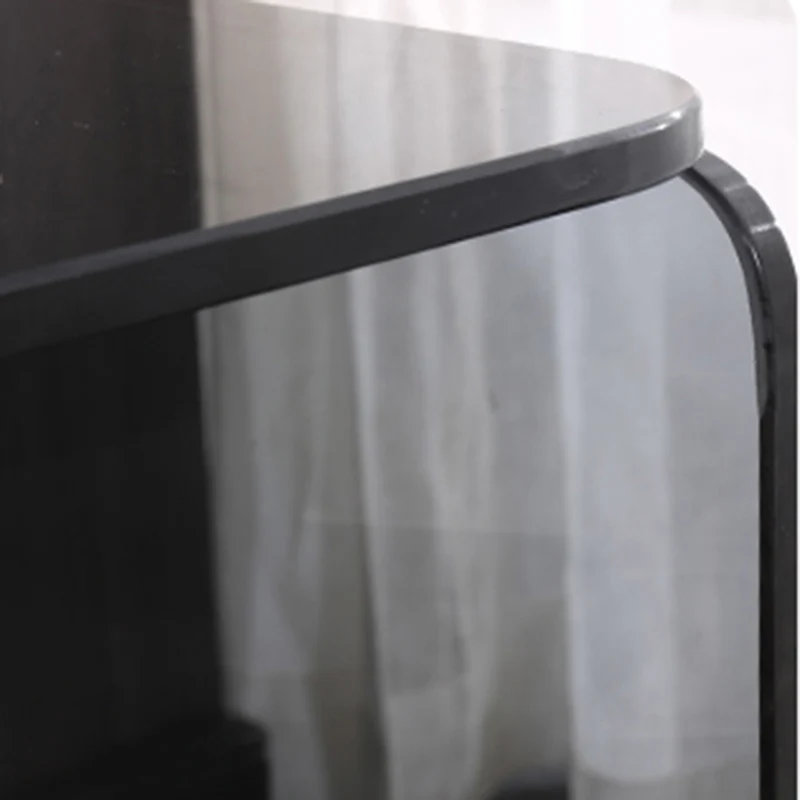 Clear Texture Nightstand - Transparent Tempered Glass Bedside Table 1-Drawer For Bedroom & Living Room