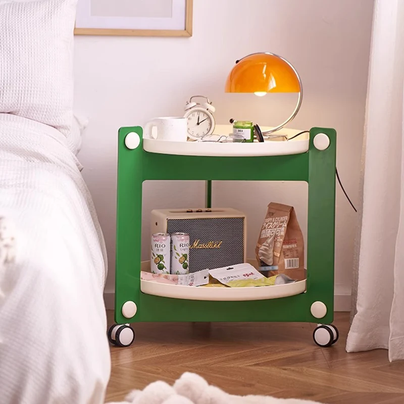 Modern Minimalist Round Acrylonitrile Butadiene Styrene End Table 2-Tier Movable For Living Room