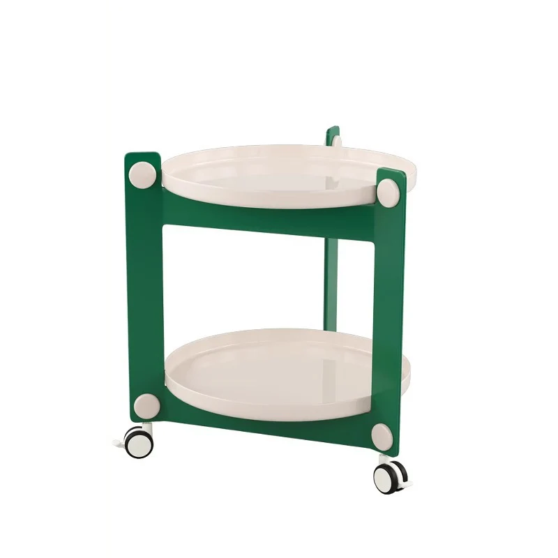 Modern Minimalist Round Acrylonitrile Butadiene Styrene End Table 2-Tier Movable For Living Room