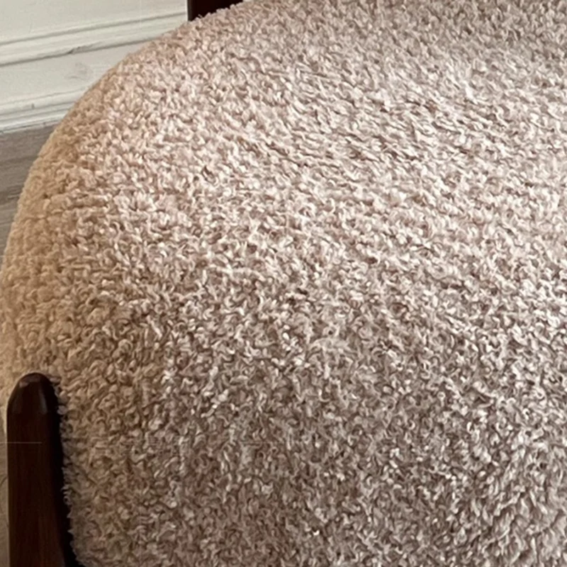 Contemporary Scandinavian Sherpa Fabric Ash Wood Sponge Curved Accent Chair Backrest Armless For Living Room