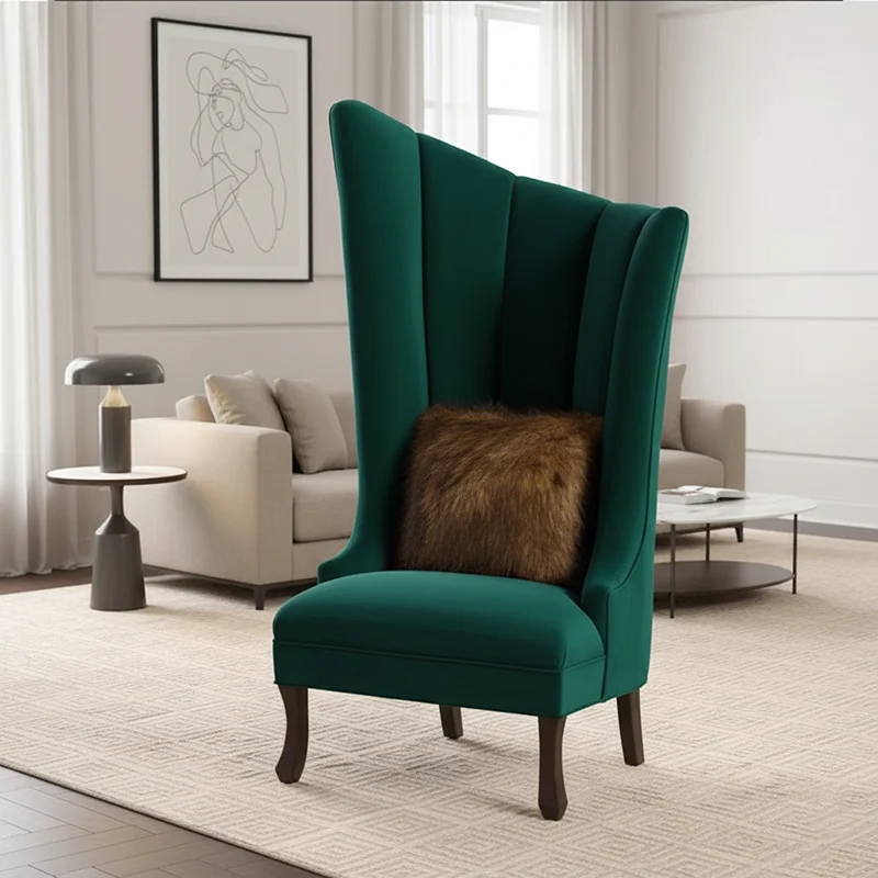 Contemporary Luxury Trapezoidal Velvet Upholstered Solid Wood Accent Chair Backrest Armless For Living Room