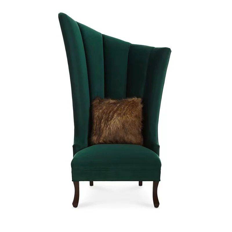 Contemporary Luxury Trapezoidal Velvet Upholstered Solid Wood Accent Chair Backrest Armless For Living Room