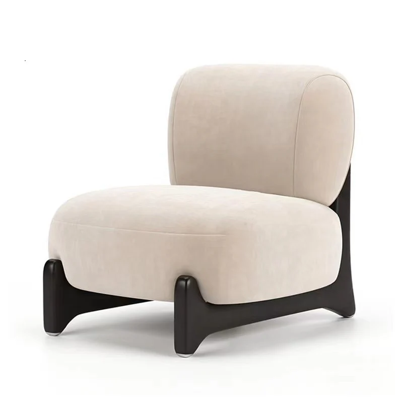 Contemporary Nordic Square Rectangular Solid Wood Sherpa Fleece Velvet Removable Accent Chair Backrest Armless For Living Room