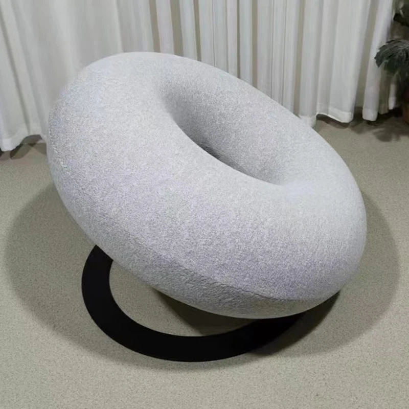 Contemporary Creative Donut-Shaped Knitted Fabric Backrest Accent Chair For Living Room