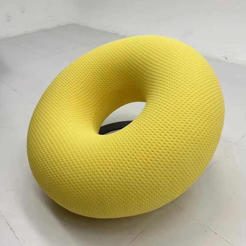 Contemporary Creative Donut-Shaped Knitted Fabric Backrest Accent Chair For Living Room