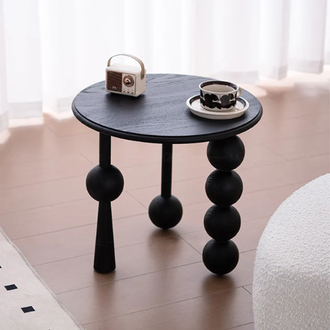 Traditional Vintage Round Multi-Layer Solid Wood Plywood White Ash Wood Solid Wood Side Table For Living Room