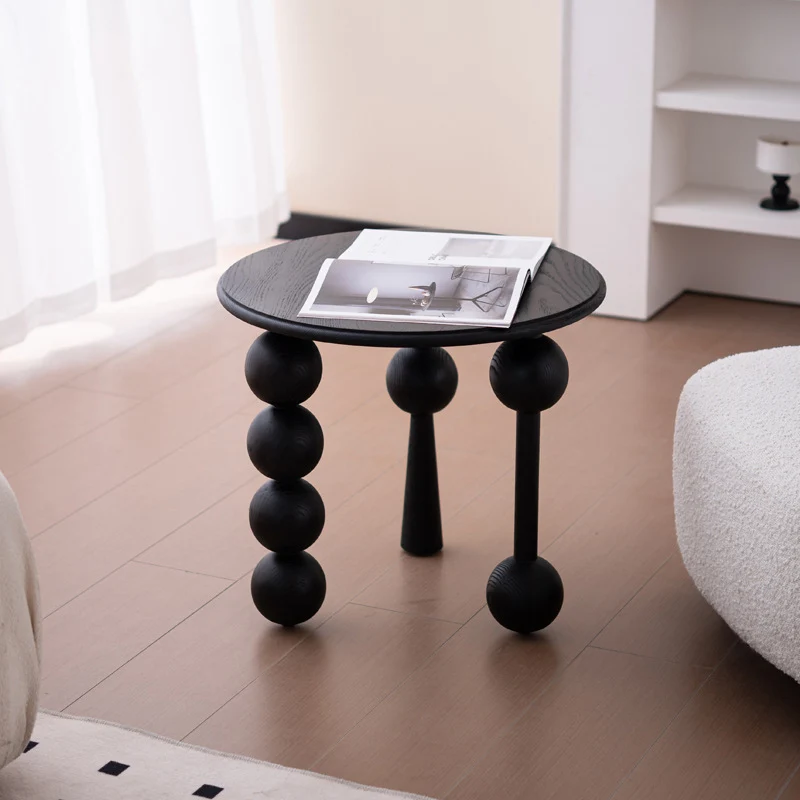 Traditional Vintage Round Multi-Layer Solid Wood Plywood White Ash Wood Solid Wood Side Table For Living Room