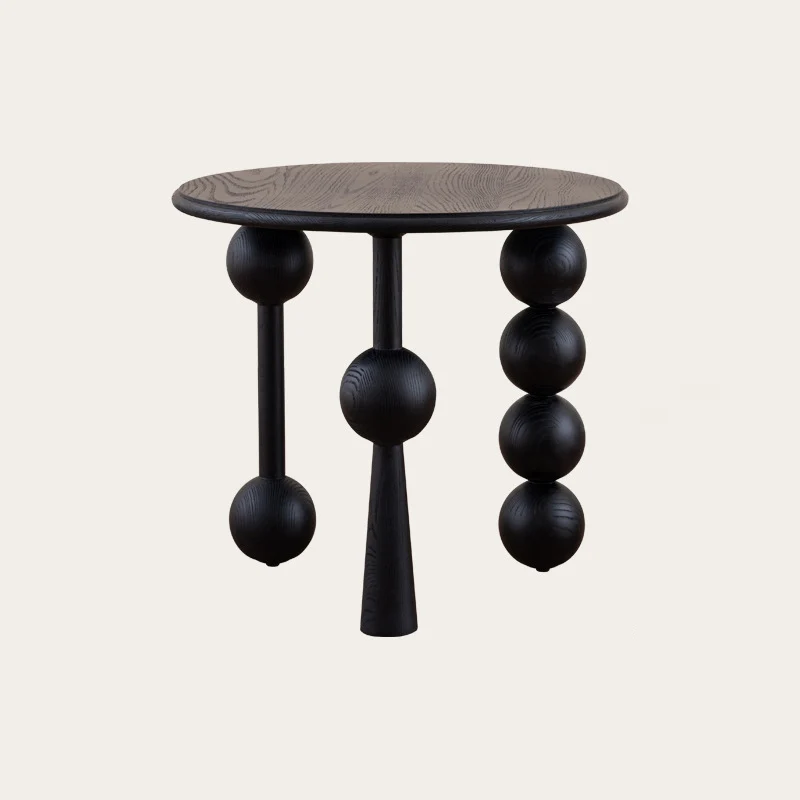 Traditional Vintage Round Multi-Layer Solid Wood Plywood White Ash Wood Solid Wood Side Table For Living Room