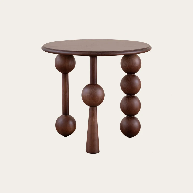 Traditional Vintage Round Multi-Layer Solid Wood Plywood White Ash Wood Solid Wood Side Table For Living Room