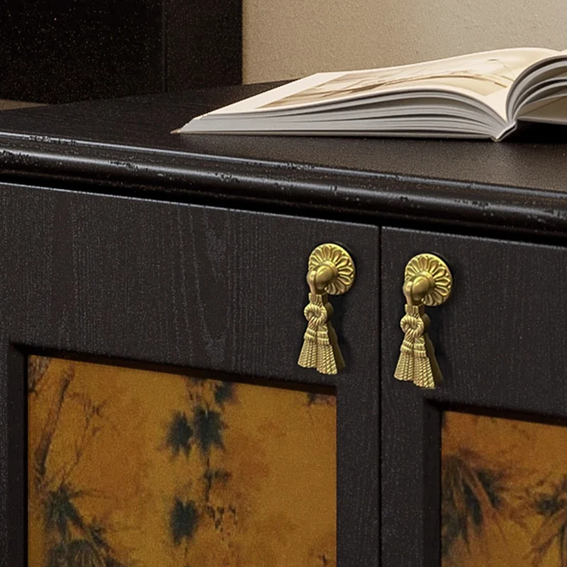 Traditional Vintage Square White Ash Wood Plywood Xiangyunsha Silk Nightstand 1-Cabinet/2-Drawer For Bedroom