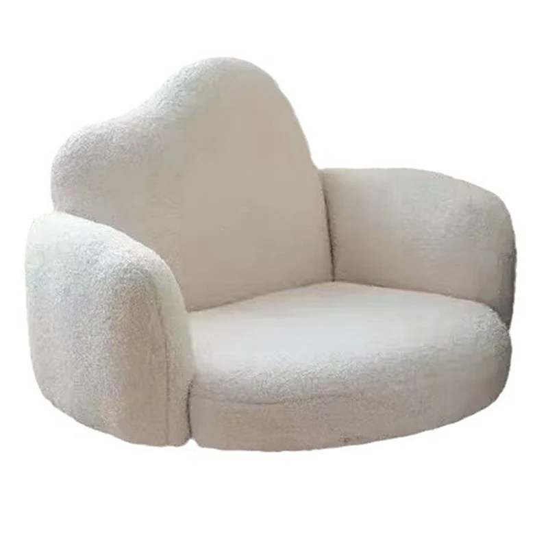 Modern Minimalist Hug-Style Sherpa Fabric Plywood Iron Vanity Stool With Armrest Backrest For Bedroom