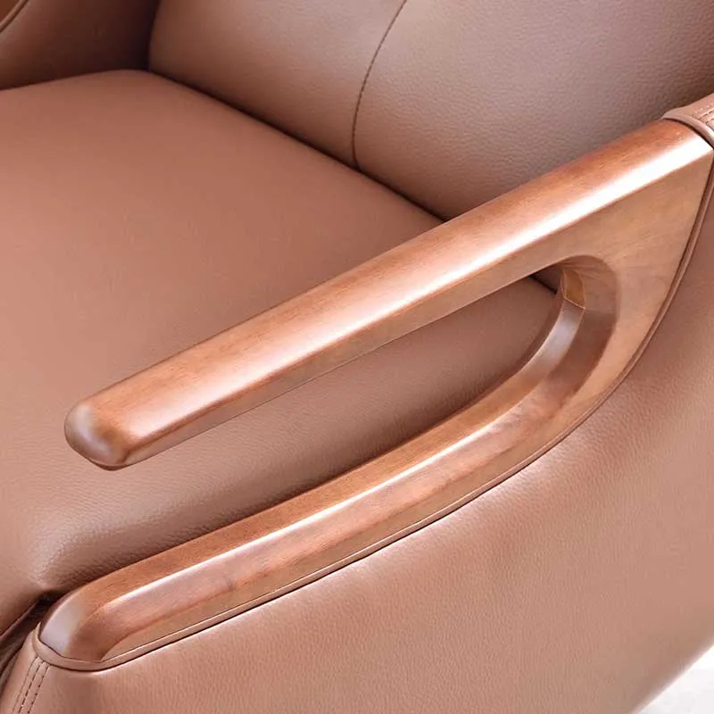 Contemporary Multi-Functional Swivel Recliner Chair - Eco Leather With Oak Armrests For Living Room