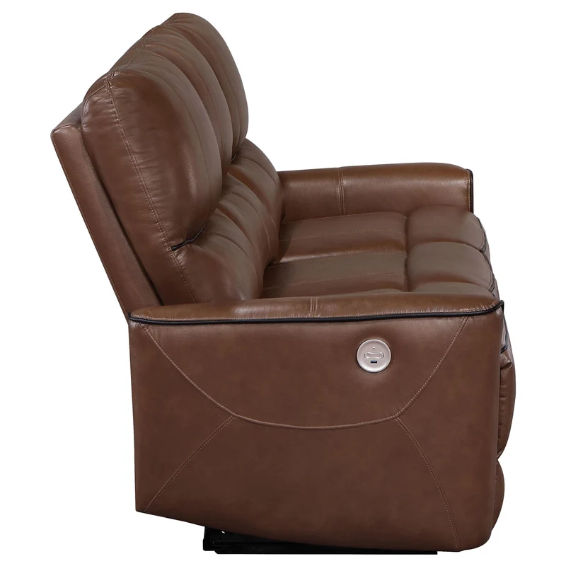 Coaster Furniture Greenfield 610264P Upholstered Power Reclining Sofa - Saddle Brown