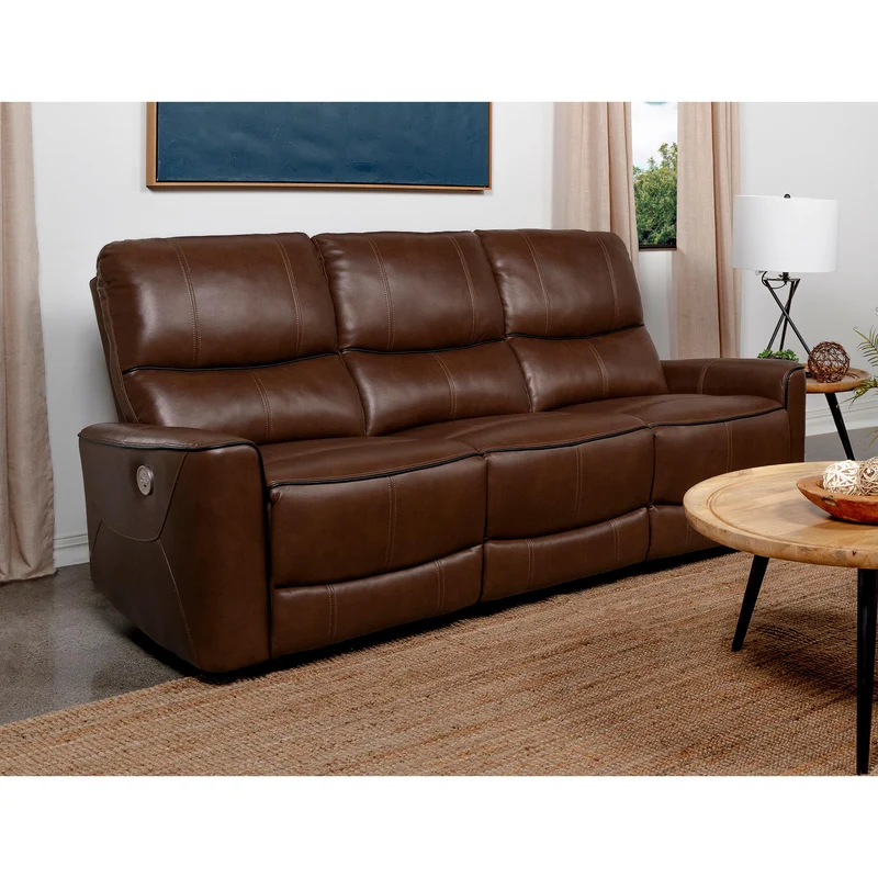 Coaster Furniture Greenfield 610264P Upholstered Power Reclining Sofa - Saddle Brown