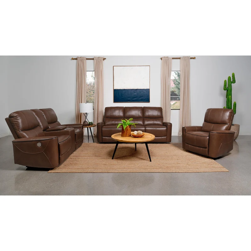Coaster Furniture Greenfield 610264P Upholstered Power Reclining Sofa - Saddle Brown