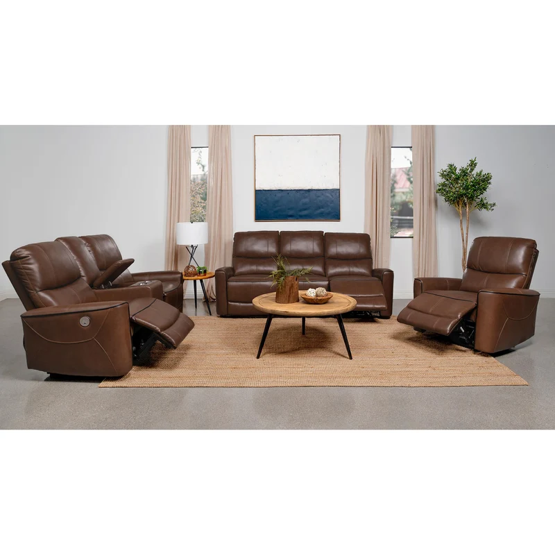 Coaster Furniture Greenfield 610264P Upholstered Power Reclining Sofa - Saddle Brown