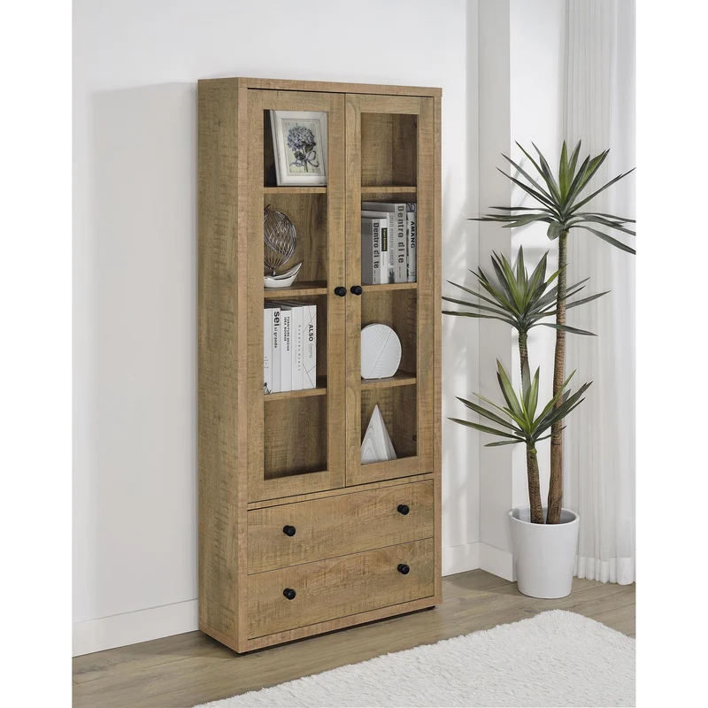 Coaster Furniture Hawthorne 953479 4-shelf Glass Door Tall Cabinet with Drawers - Mango