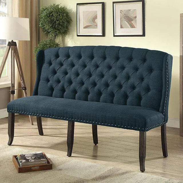 Furniture of America Sania CM3324BK-BL-BNL 3-Seater Love Seat Bench