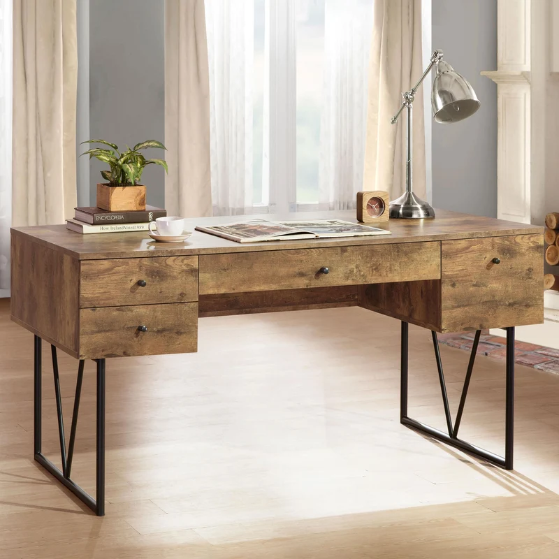 Coaster Furniture Analiese 800999 63-inch 4-Drawer Writing Desk - Rustic Nutmeg