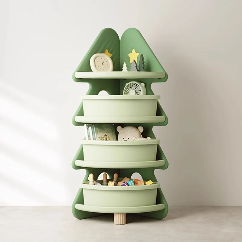 Contemporary Creative Christmas Tree Environmentally Friendly HDPE Kids Corner Storage Shelf 4-Tier For Living Room
