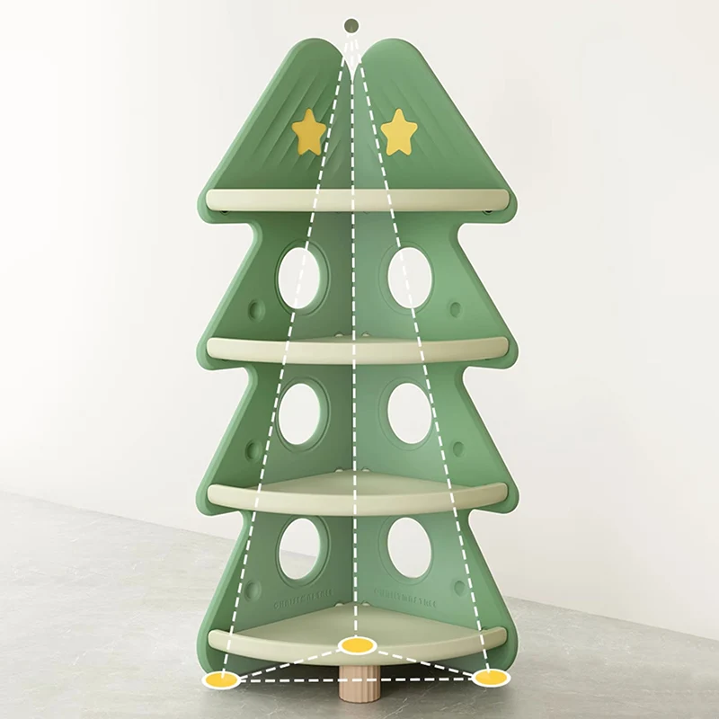 Contemporary Creative Christmas Tree Environmentally Friendly HDPE Kids Corner Storage Shelf 4-Tier For Living Room