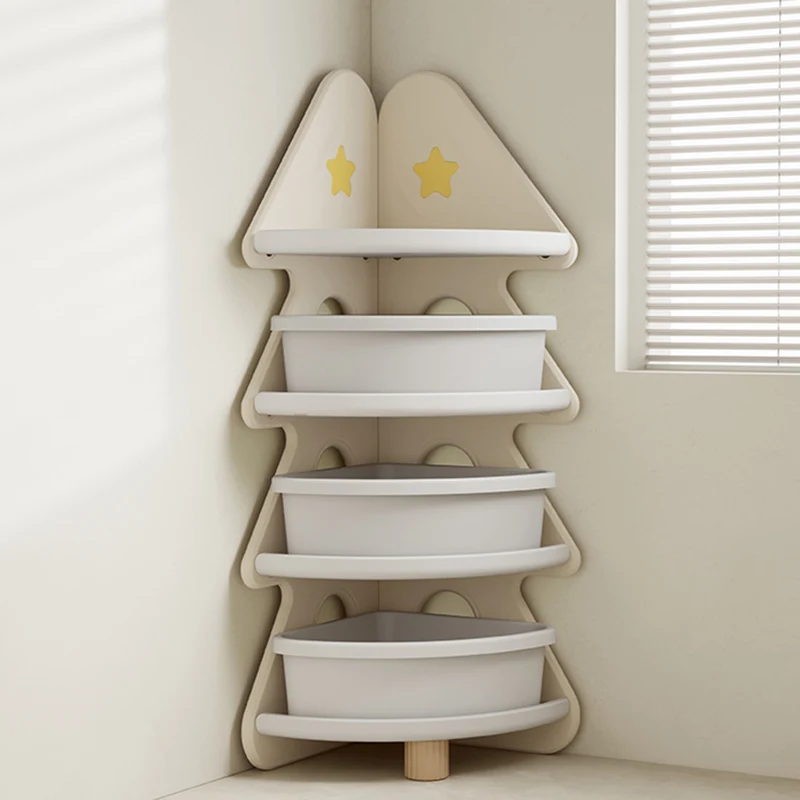 Contemporary Creative Christmas Tree Environmentally Friendly HDPE Kids Corner Storage Shelf 4-Tier For Living Room