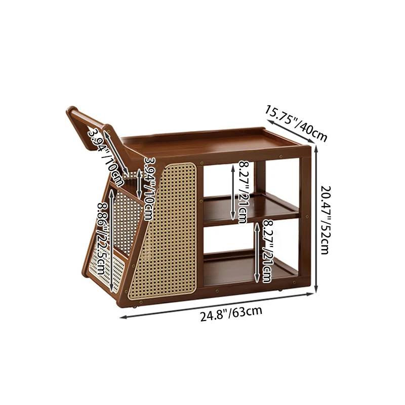 Contemporary Nordic Bamboo Glass Square Movable Plastic Weaving End Table 3-Tier For Living Room