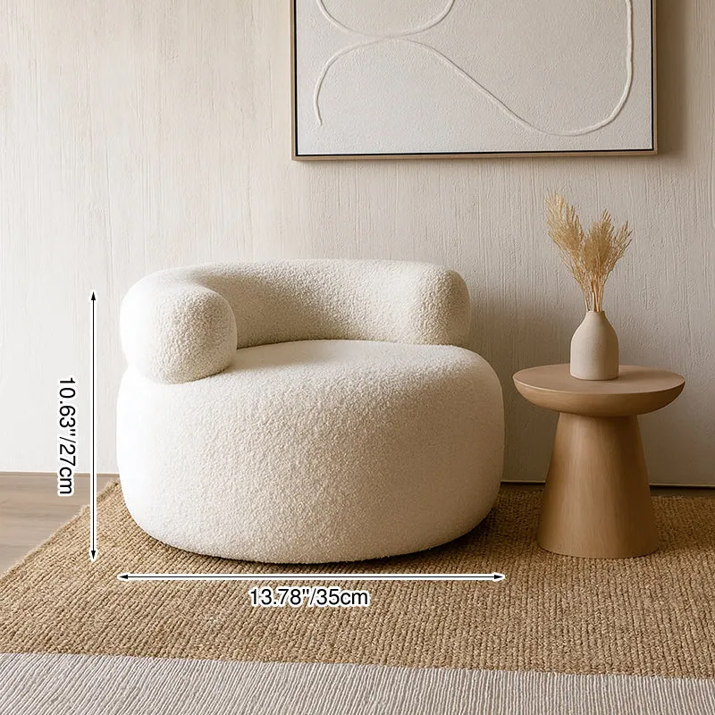 Contemporary Nordic Soft Fluffy Arc Solid Wood Sherpa Fabric Sponge Low Stool Backrest Armrest For Living Room