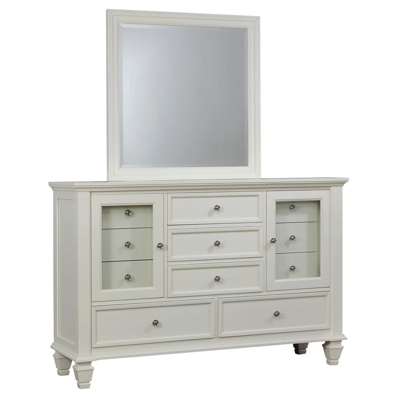 Coaster Furniture Sandy Beach 201303M 11-Drawer Dresser with Mirror - Cream White